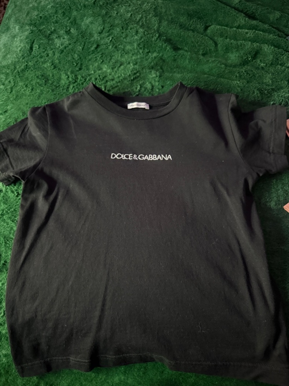 Dolce & Gabbana Black Tee with White Logo - Kids Short Sleeve
